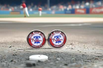 Phillies Baseball Glass Stud Earrings | 12mm Handmade Fan Jewelry