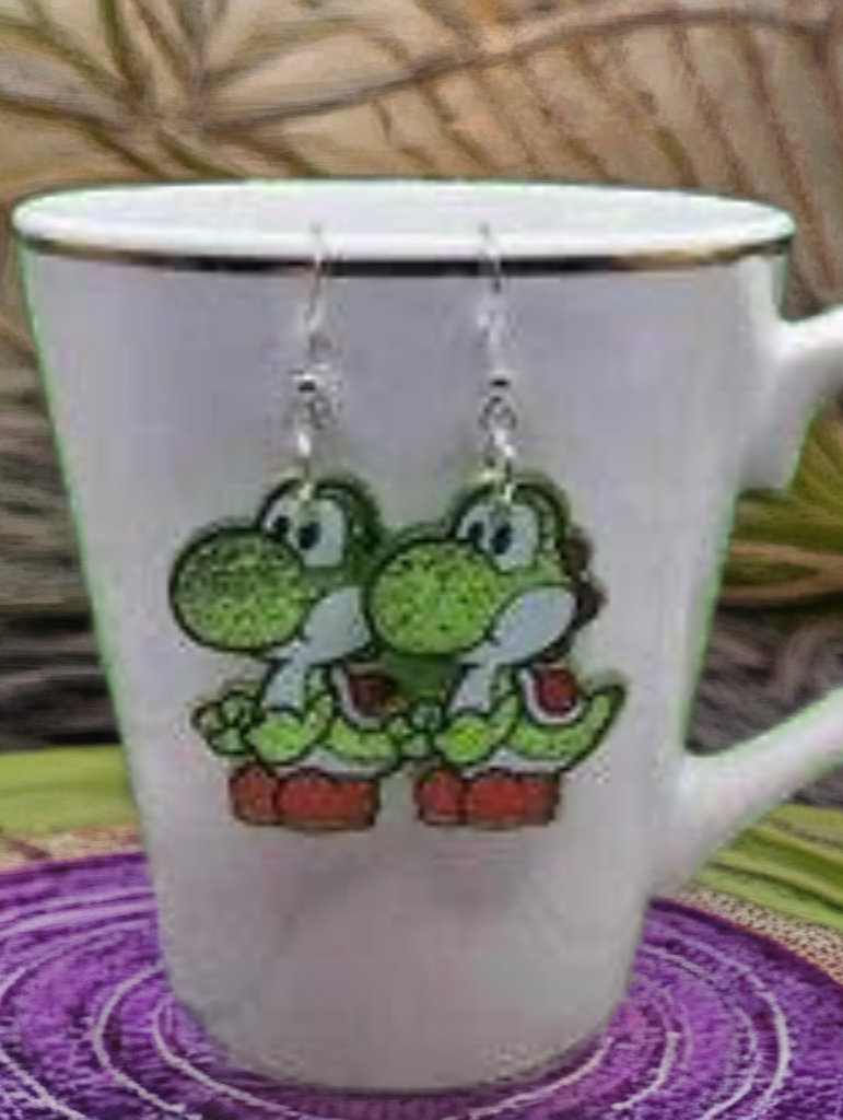Glitter Yoshi Dangle Earrings | Handmade Resin Jewelry