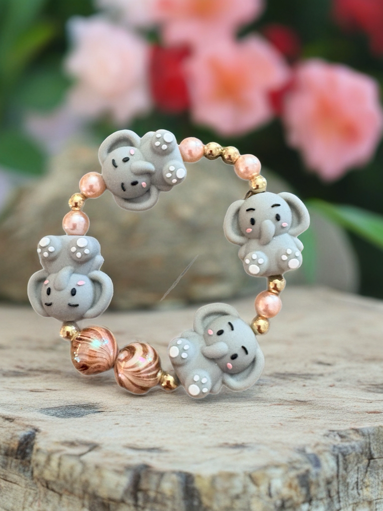 Cute Elephant Beaded Stretch Bracelet – Silicone Elephant beads