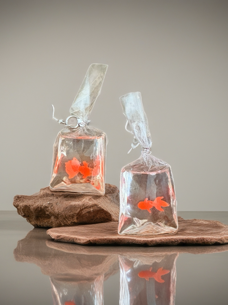 Goldfish in a Bag Earrings