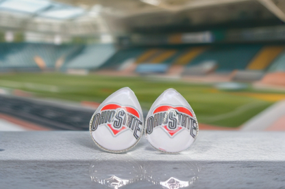 Ohio State French Lever Dangle Earrings | Handmade Glass Fan Jewelry