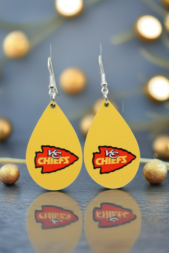 KC Chiefs Red Arrow Teardrop Dangle Earrings | Handmade Fan Jewelry