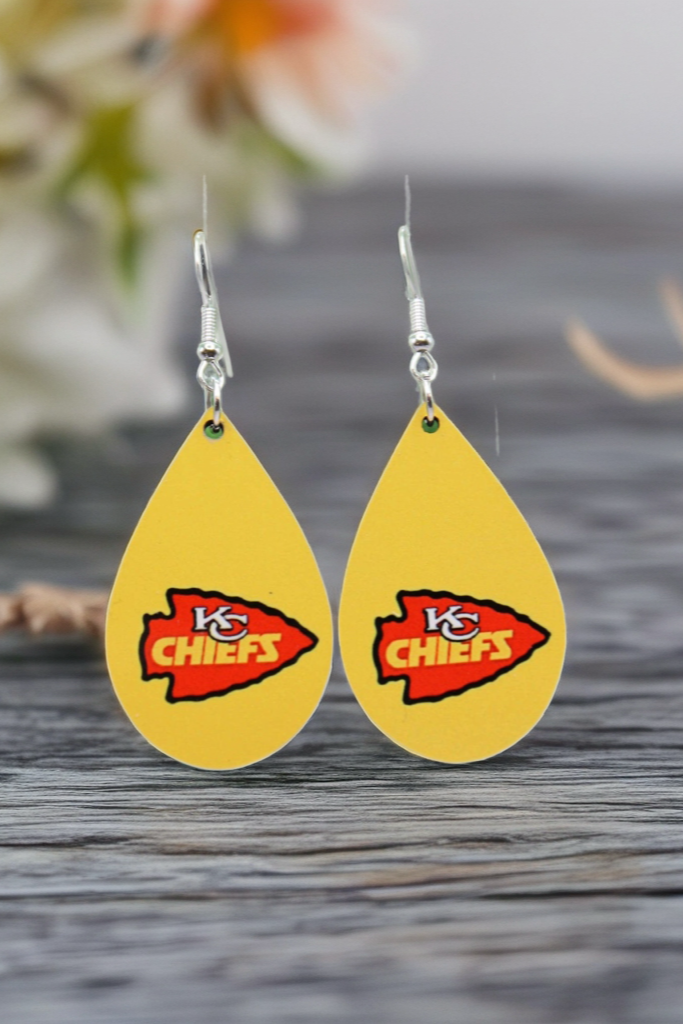 KC Chiefs Red Arrow Teardrop Dangle Earrings | Handmade Fan Jewelry