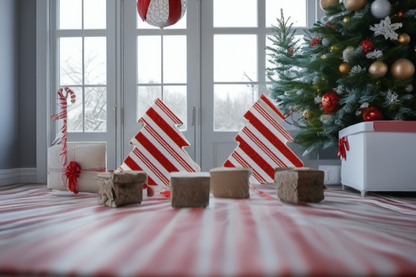 Candy Cane Striped Christmas Tree Stud Earrings | Handmade Holiday Jewelry