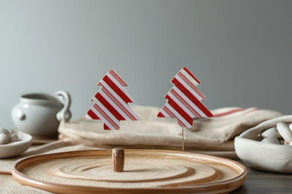 Candy Cane Striped Christmas Tree Stud Earrings | Handmade Holiday Jewelry