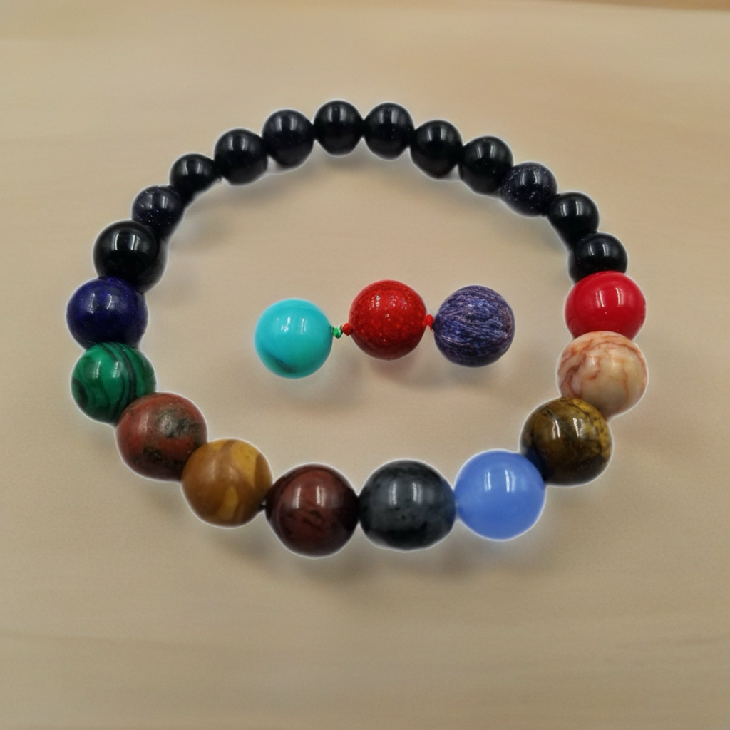 Natural Stone Cosmic Galaxy Eight Planets Bracelet | Celestial Beaded Jewelry
