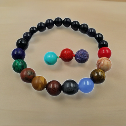 Natural Stone Cosmic Galaxy Eight Planets Bracelet | Celestial Beaded Jewelry
