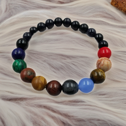 Natural Stone Cosmic Galaxy Eight Planets Bracelet | Celestial Beaded Jewelry