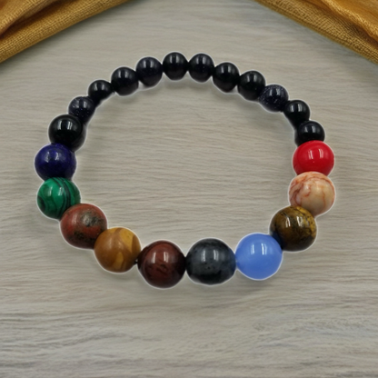 Natural Stone Cosmic Galaxy Eight Planets Bracelet | Celestial Beaded Jewelry