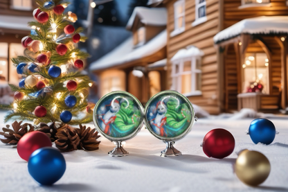 Christmas Jack and Oogie Glass Stud Earrings | Handmade Holiday Jewelry