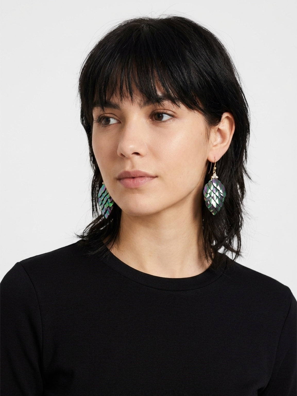 Holographic Chainmail Scales Dangle Earrings