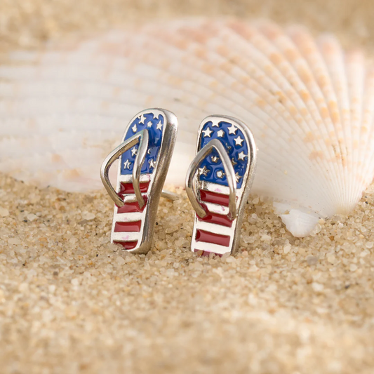 American Flag Beach Flip Flop Stud EarringsPink tiful of LOVE