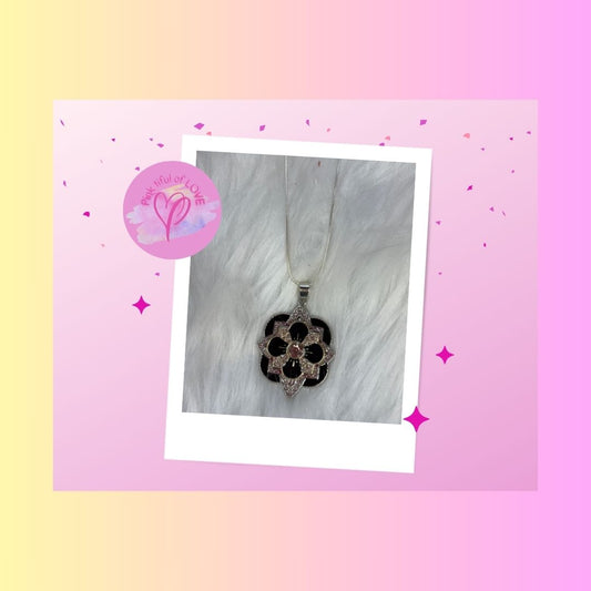 Layered Rhinestone Flower Pendant on a Silver chain Necklace