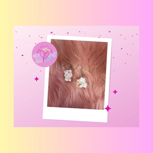 White Popcorn Wire Earrings