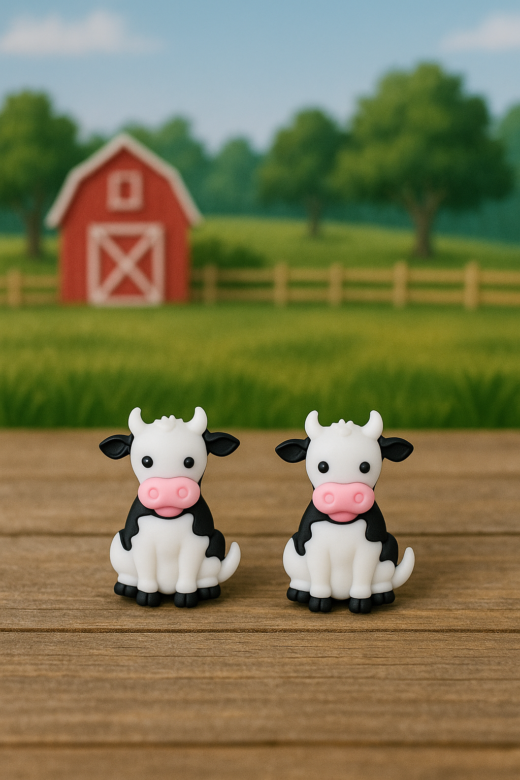 Moove-It Cow Sitting Stud Earrings – Cute Plastic Farm Animal Jewelry