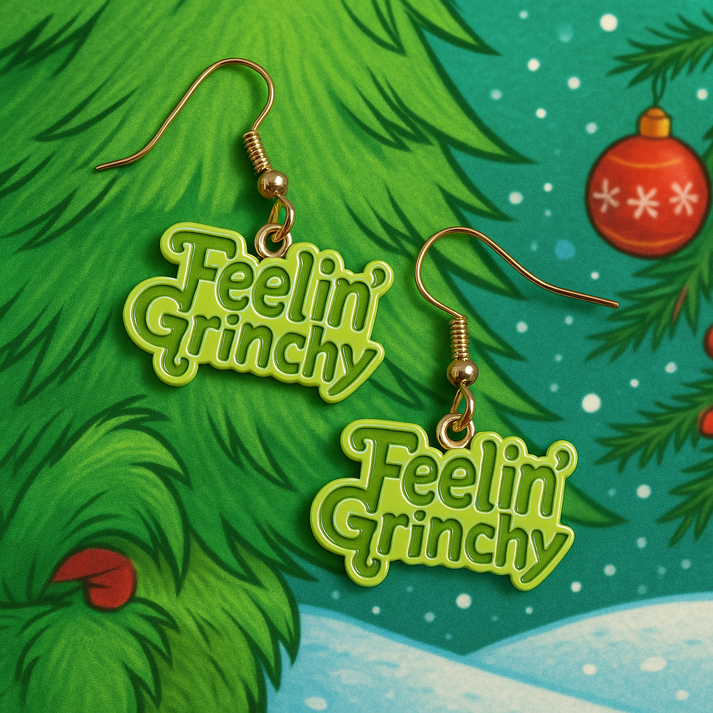 Feelin’ Grinchy Holiday Earrings – Festive Green Statement Dangles