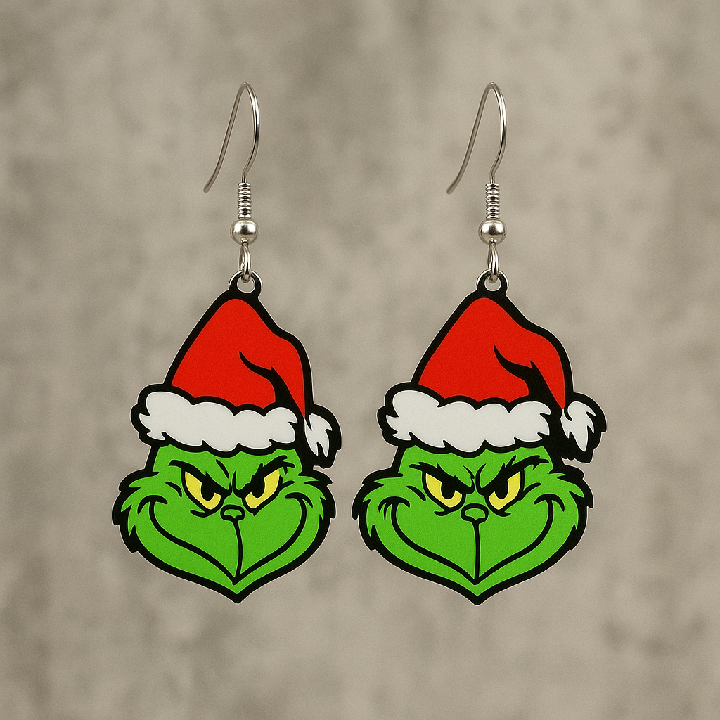 Merry Grinchmas Acrylic Earrings – Festive Green Christmas Jewelry