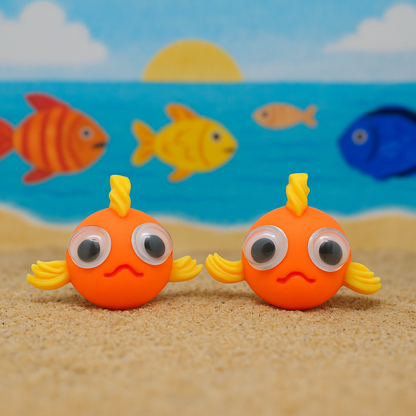 Googly-Eyed Goldfish Stud Earrings – Handmade Fun Acrylic Jewelry