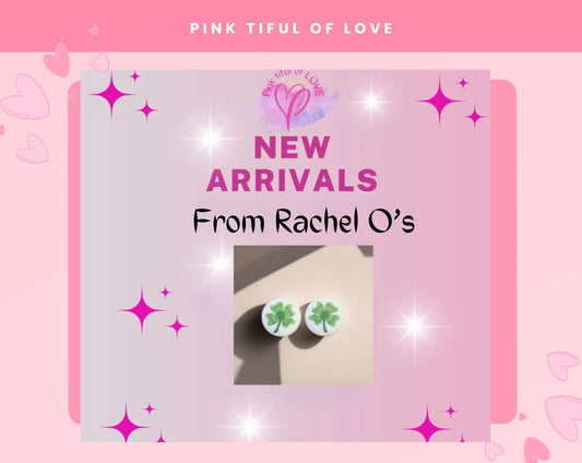 Four Leaf Clover (small) Fabric button Stud EarringsPink tiful of LOVE