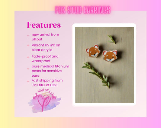 Fox Stud Earrings; sly and playfulPink tiful of LOVE