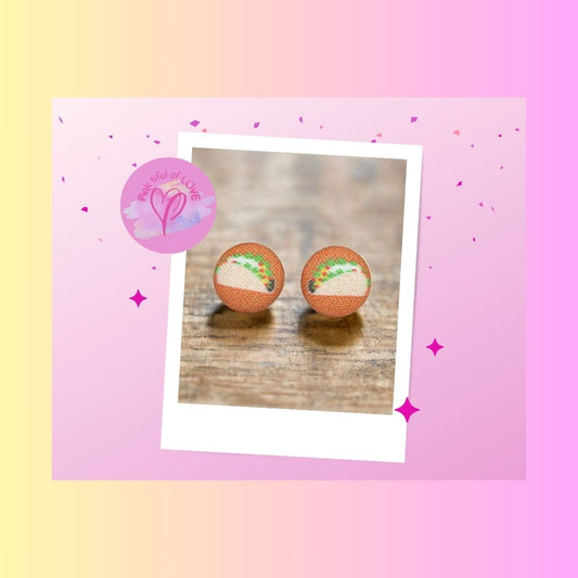 Taco (small) Fabric button Stud EarringsPink tiful of LOVE