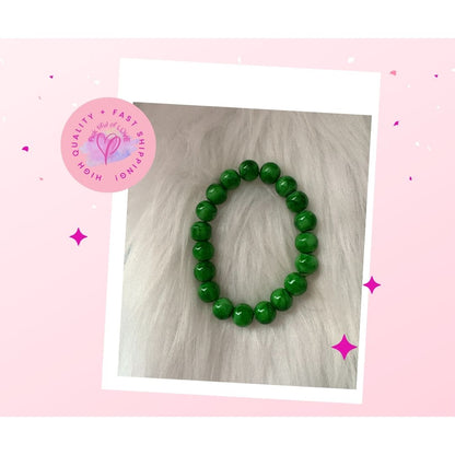 Green Splatter Round Beaded Bracelet