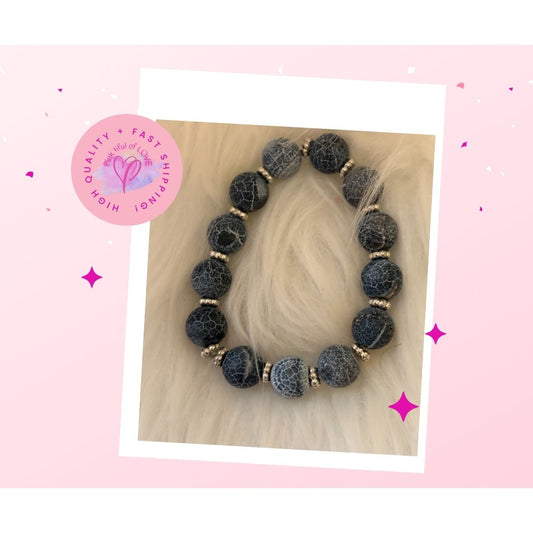 Gray Agate Stone Beaded Bracelet
