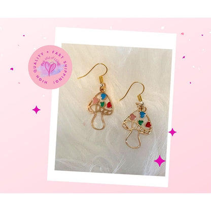 Heart Mushroom Wire Earrings