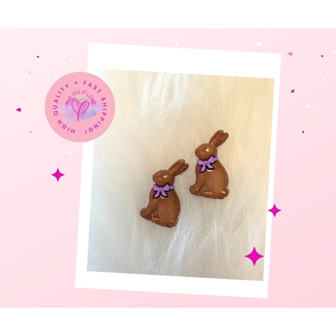 Chocolate Easter Bunny Stud Earrings