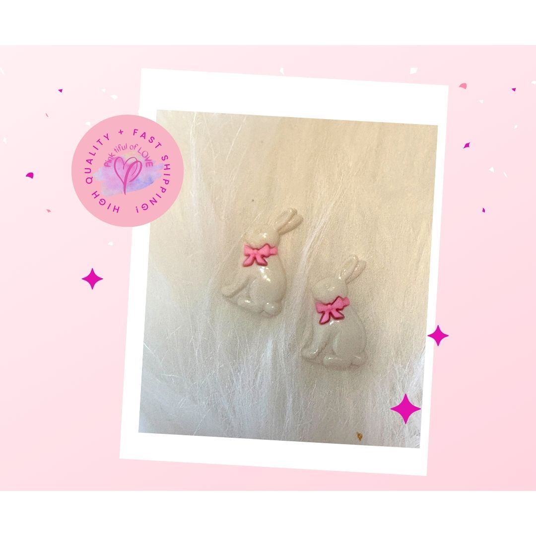 White Chocolate Easter Bunny Stud Earrings