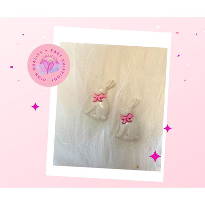 White Chocolate Easter Bunny Stud Earrings