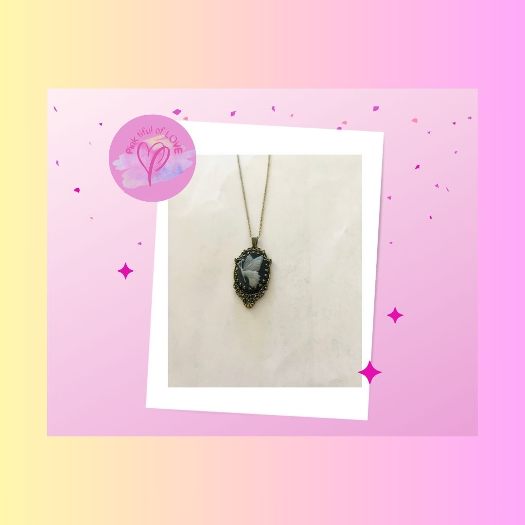 Butterfly Cameo pendant on a bronze Chain NecklacePink tiful of LOVE