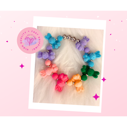 Bright Dyed Rabbit Beaded Bracelet