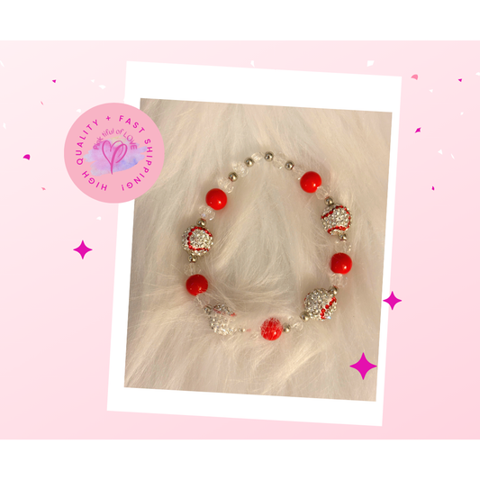 Rhinestone Baseball Beaded Bracelet