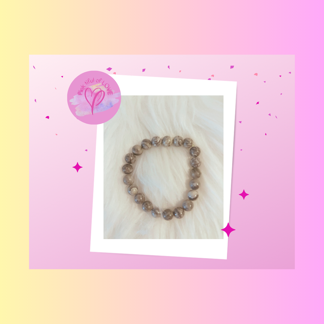 Gray Amazonite Beaded Elastic/Stretch BraceletPink tiful of LOVE