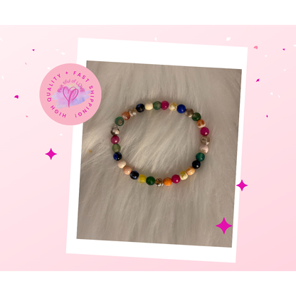 Multicolor Agate Stone Beaded Bracelet