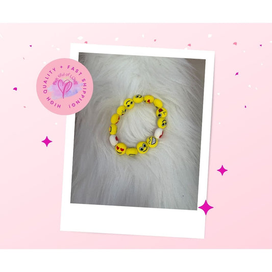 Emoji Clay beaded Stretch braceletPink tiful of LOVE