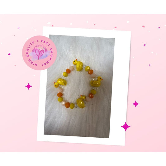 Yellow Duck glass Beaded Bracelet