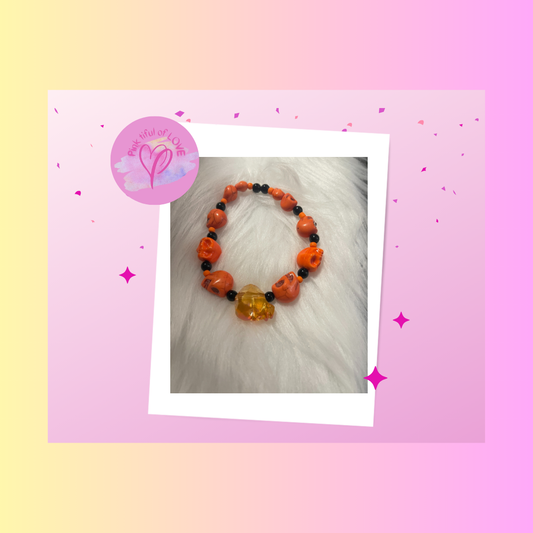 Orange SKULL Beaded Elastic/Stretch BraceletPink tiful of LOVE