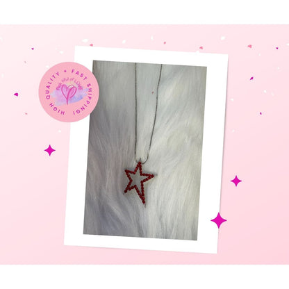 Red  Rhinestone  Star Necklace