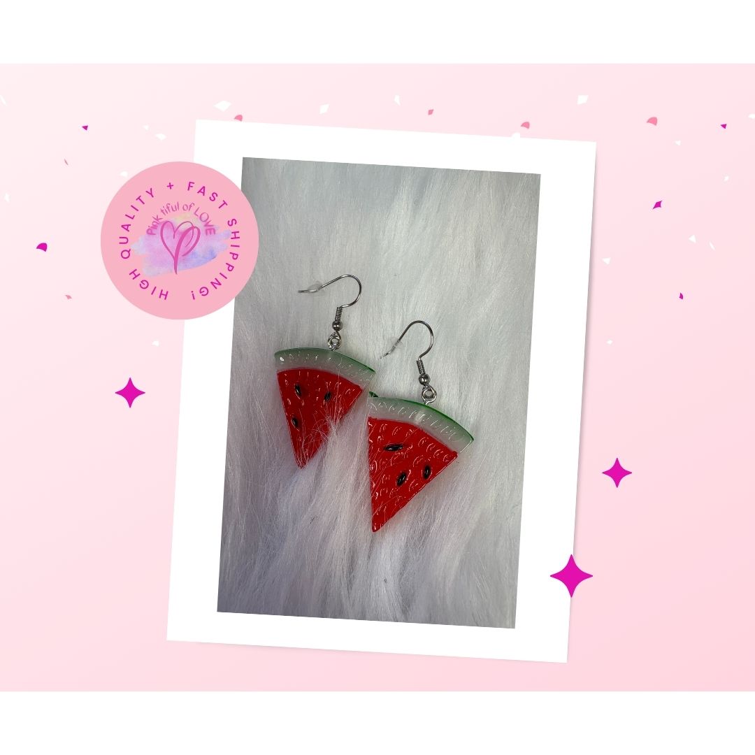 Slice of Yummy Watermelon Wire Earrings