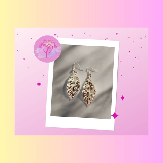Textured Leaf Charms Wire EarringsPink tiful of LOVE