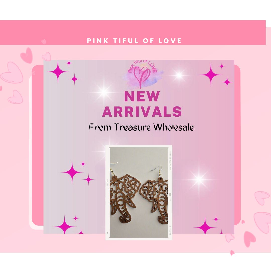 Brown Wooden Elephant Wire EarringsPink tiful of LOVE