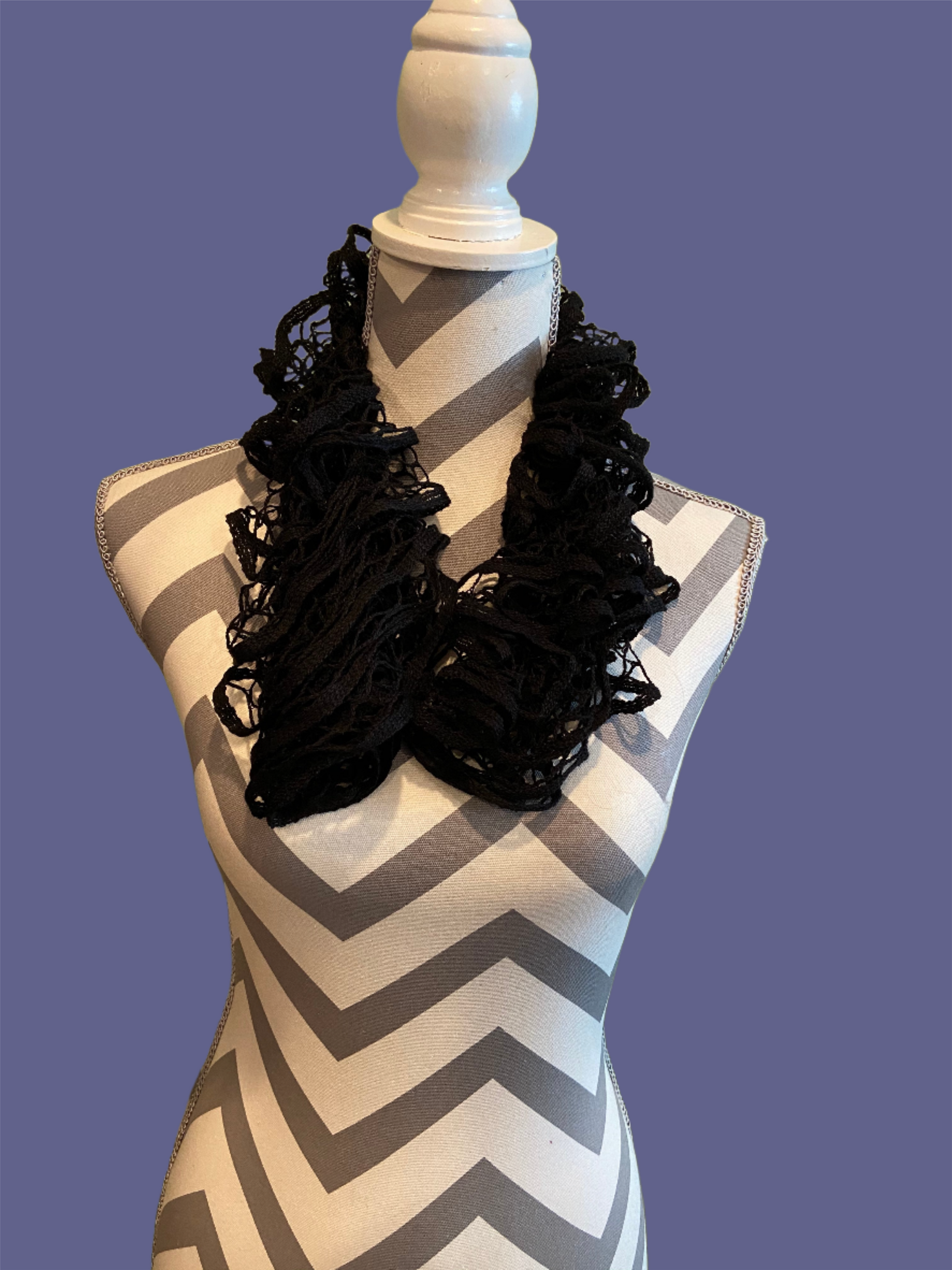 Ruffled Scarf handmade Black Metallic Sashay YarnPink tiful of LOVE