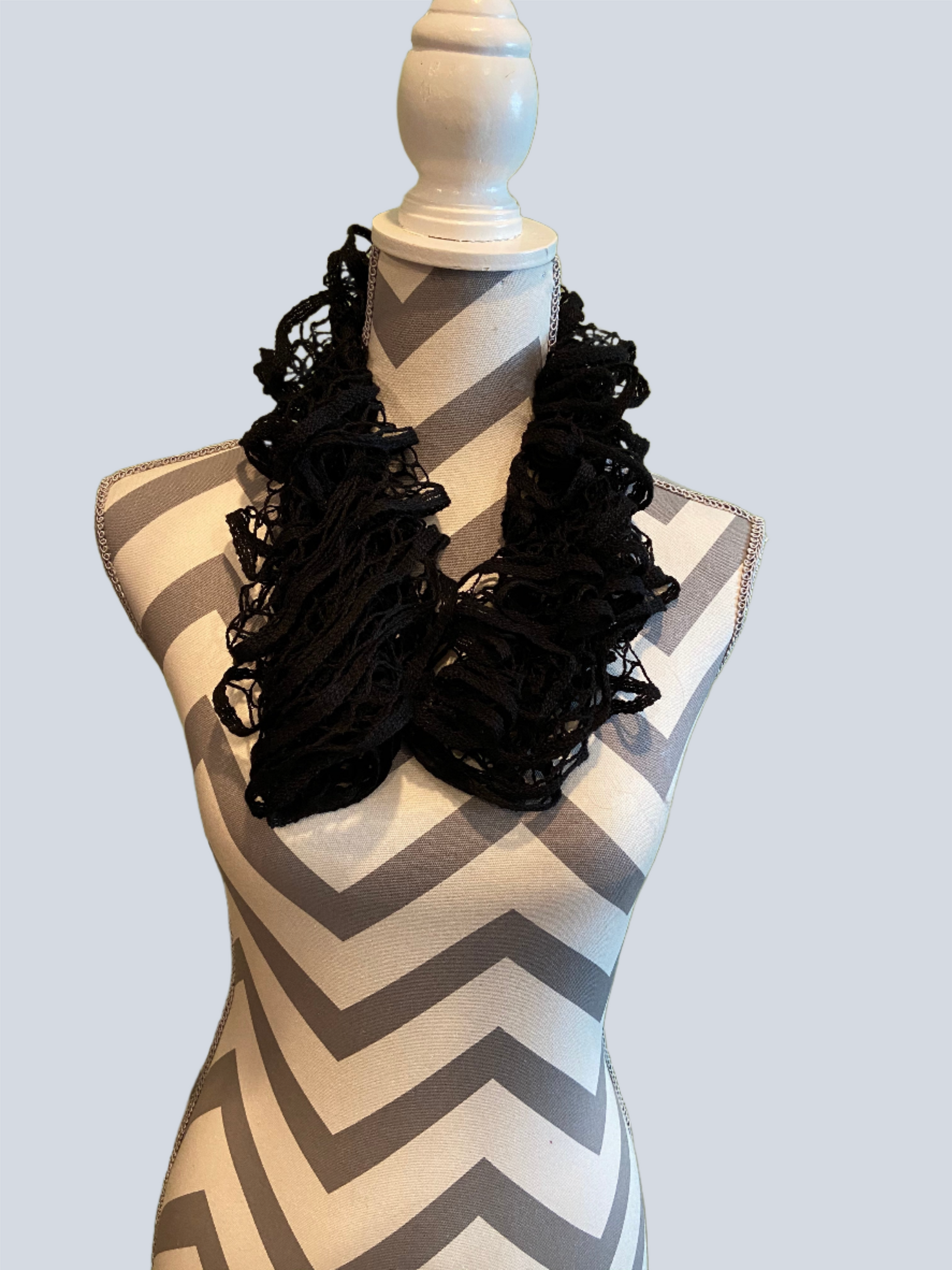 Ruffled Scarf handmade Black Metallic Sashay YarnPink tiful of LOVE