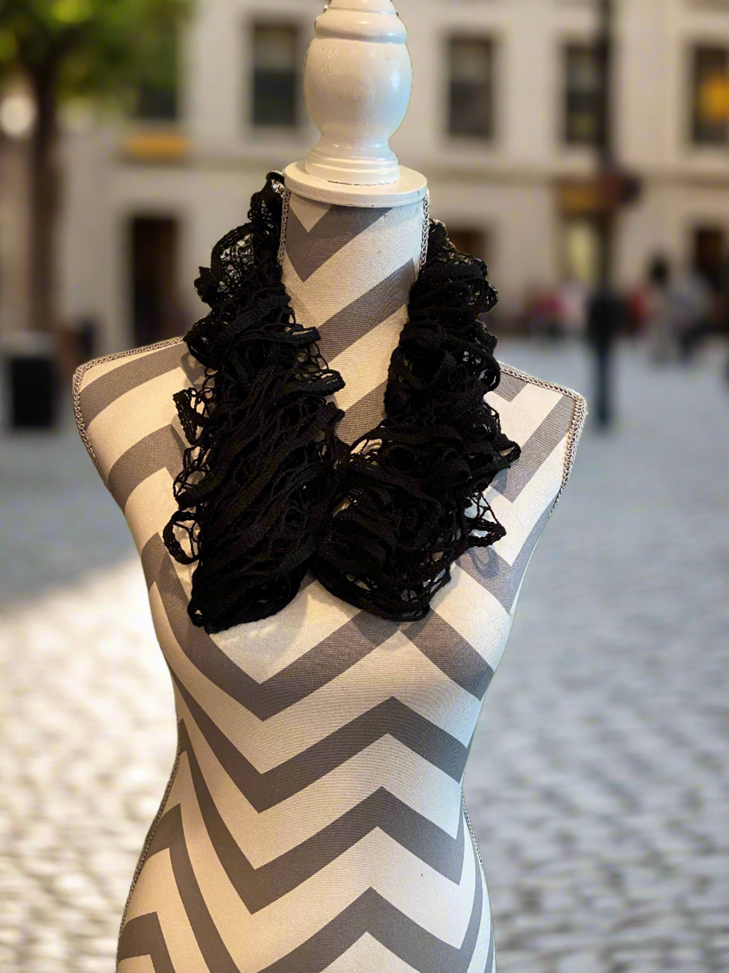 Ruffled Scarf handmade Black Metallic Sashay YarnPink tiful of LOVE