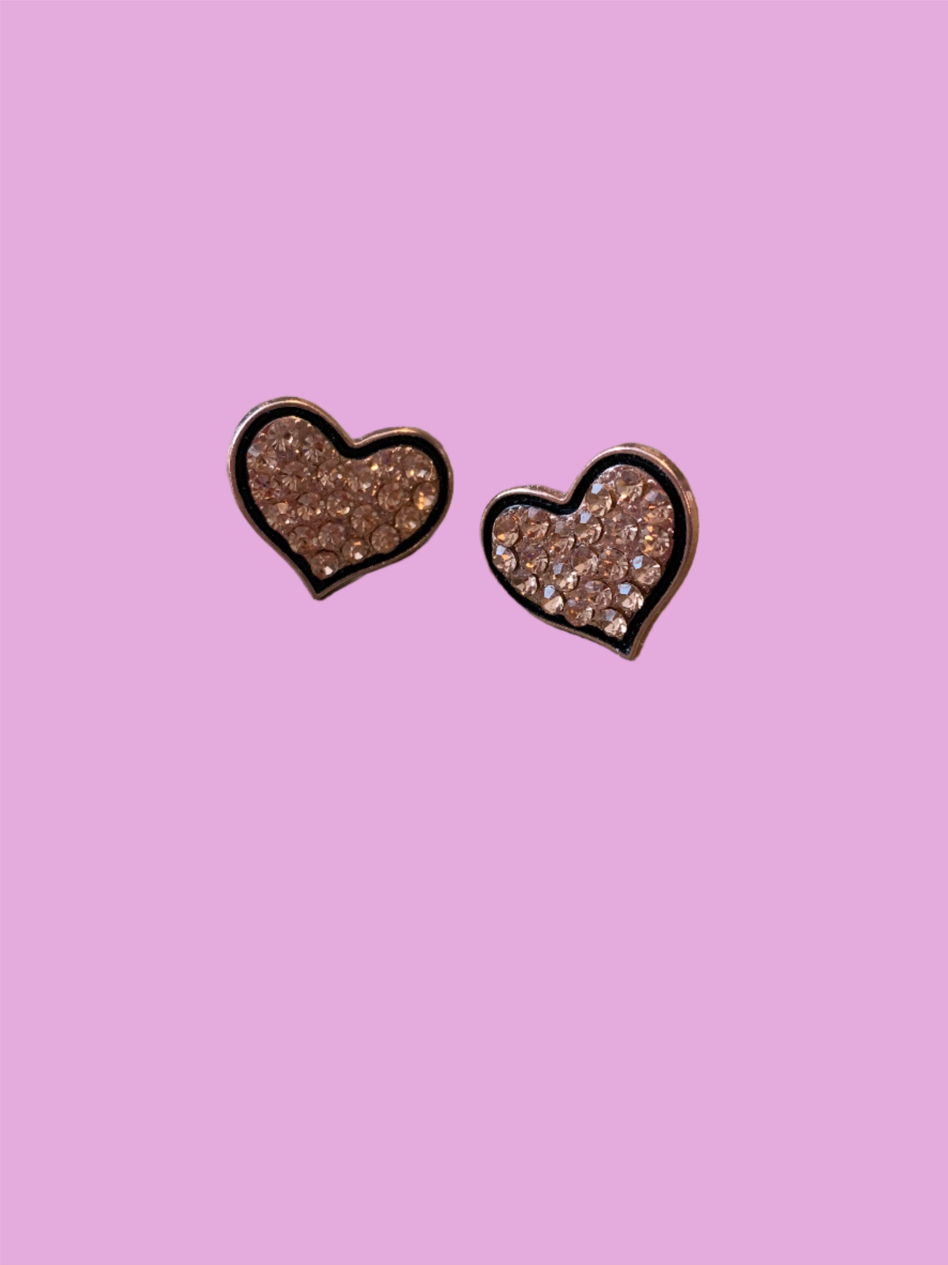 Sparkly Gold Heart with black trim Post earringsPink tiful of LOVE