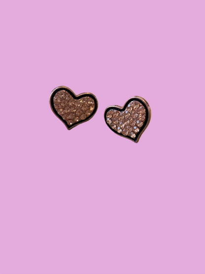 Sparkly Gold Heart with black trim Post earringsPink tiful of LOVE