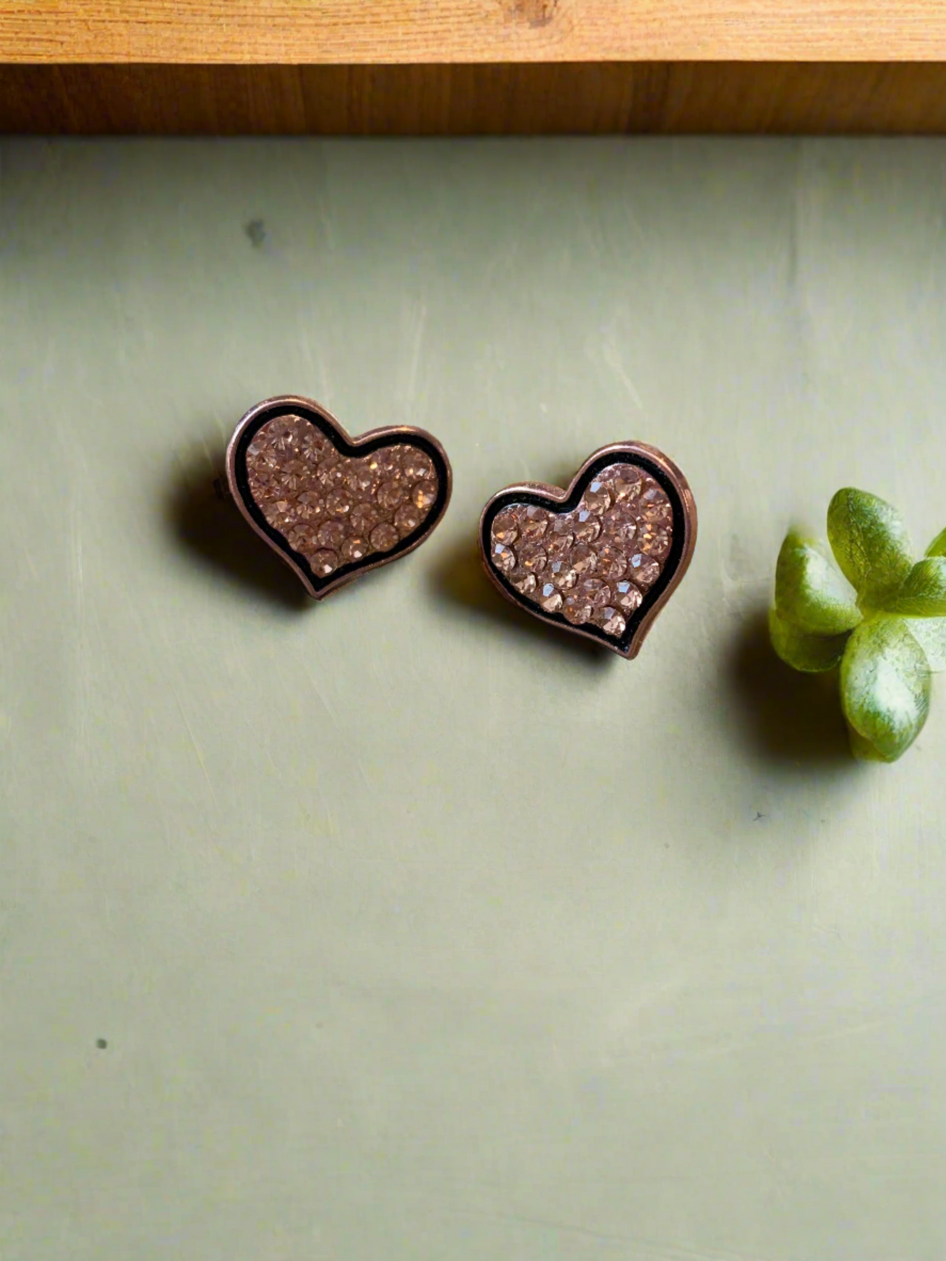 Sparkly Gold Heart with black trim Post earringsPink tiful of LOVE