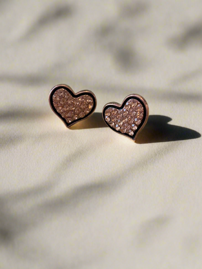 Sparkly Gold Heart with black trim Post earringsPink tiful of LOVE